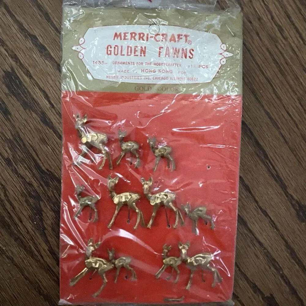 Vintage Merri Craft Gold Color Deer Fawn Decorating DIY Craft Christmas Minis
